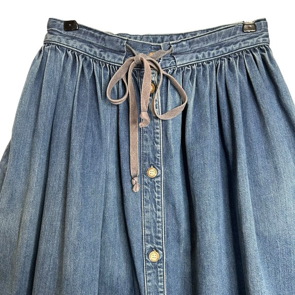 Vintage  Calvin Klein Denim Skirt 8 Button Front  Cottage Western Made In Japan - Picture 4 of 11